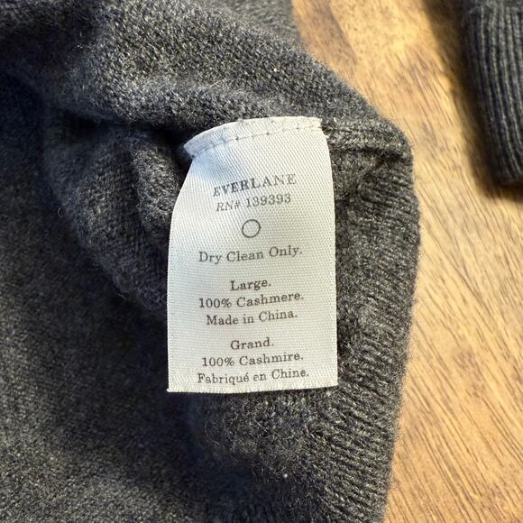 Everlane 100% Cashmere Hoodie Sweater Pullover Long Sleeve Gray Unisex Large - Picture 7 of 8